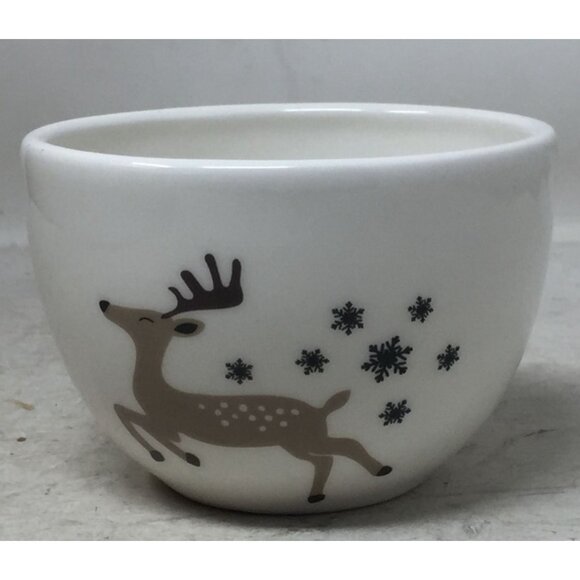 Holiday Home Christmas Reindeer Small White Bowl- 2.5 by 4 inches - Picture 4 of 6